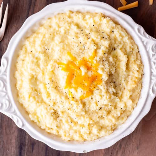 Cheesy Cauliflower Grits Recipe (Keto & Gluten Free) - Delicious Little ...