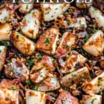 bacon roasted potatoes with text overlay