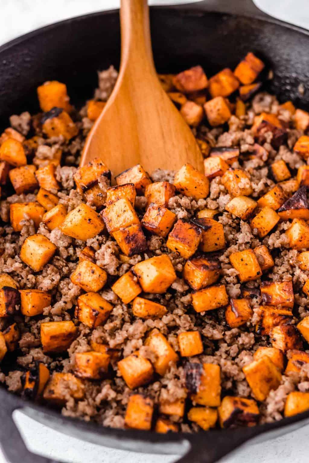 Maple Sausage Sweet Potato Hash - Delicious Little Bites