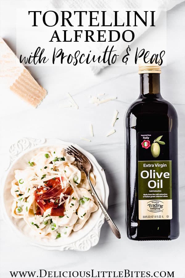 Tortellini Alfredo with Prosciutto and Peas - Delicious Little Bites