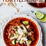 Keto Chicken Tortilla Soup with text overlay