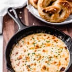 beer cheese dip with text overlay