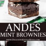 2 images of andes mint brownies separated by text overlay