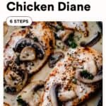 Chicken diane with text overlay