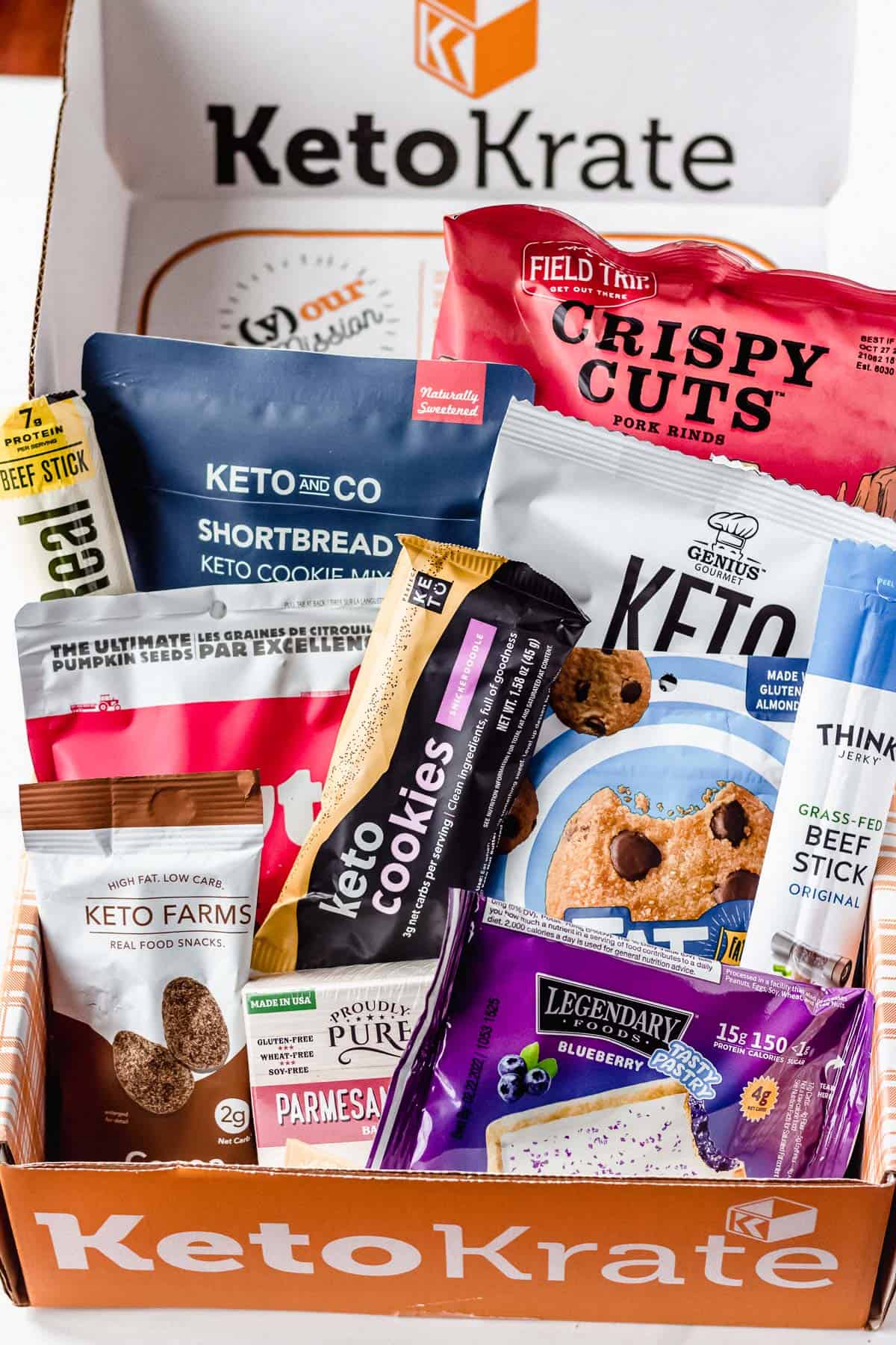 Opened April 2021 Keto Krate box with all of the items inside