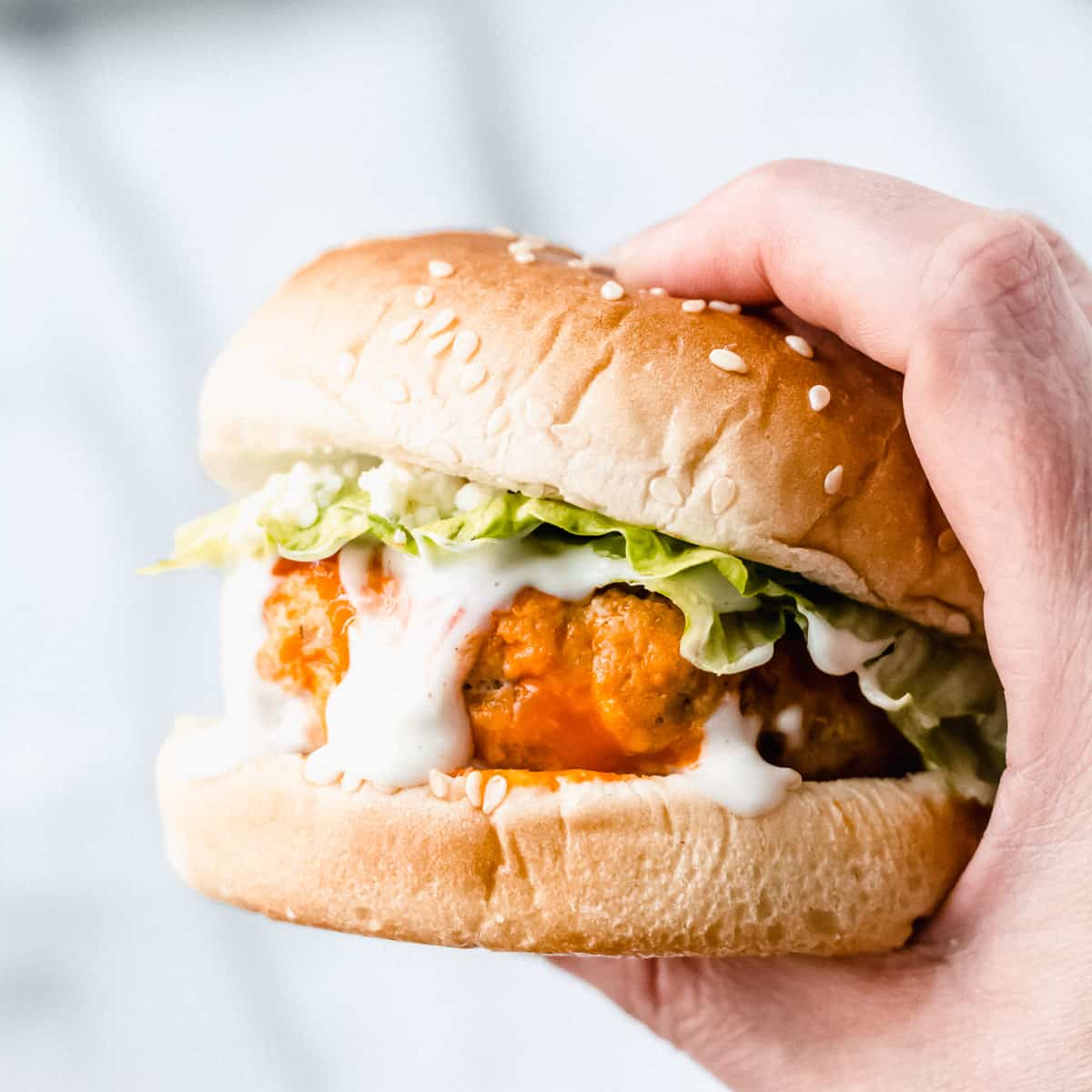 Buffalo Chicken Burgers - Delicious Little Bites