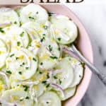 keto creamy cucumber salad with text overlay