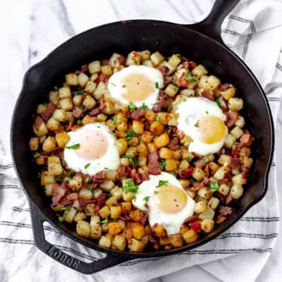 Potato Hash with Bacon and Eggs - Delicious Little Bites