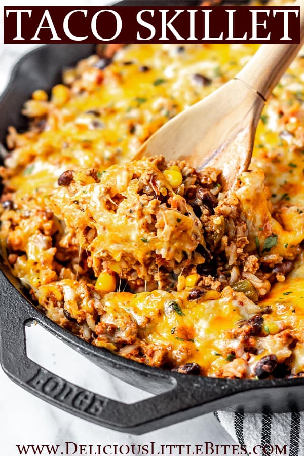 Cheesy Taco Skillet with Rice - Delicious Little Bites