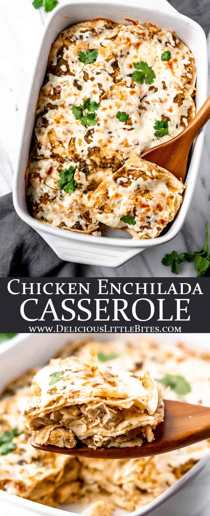 Tomatillo Chicken Enchilada Casserole - Delicious Little Bites