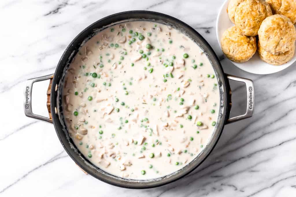 Creamed Chicken Over Biscuits {20 Minute Meal} - Delicious Little Bites