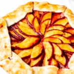 peach galette with text overlay