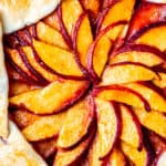 peach galette with text overlay