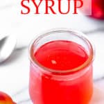 peach syrup with text overlay