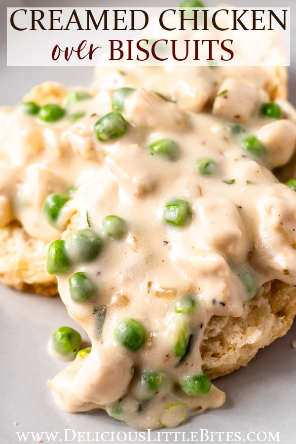 Creamed Chicken Over Biscuits {20 Minute Meal} - Delicious Little Bites