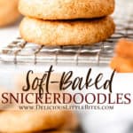 Two images of snickerdoodles with text overlay between them.