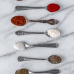 Spoons of spices with text overlay.