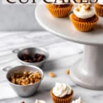 Mini carrot cake cupcakes with text overlay.