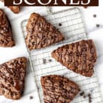 Chocolate scones with text overlay.