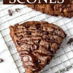 Chocolate scones with text overlay.