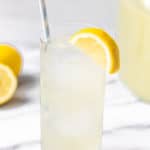 Homemade lemonade with text overlay.