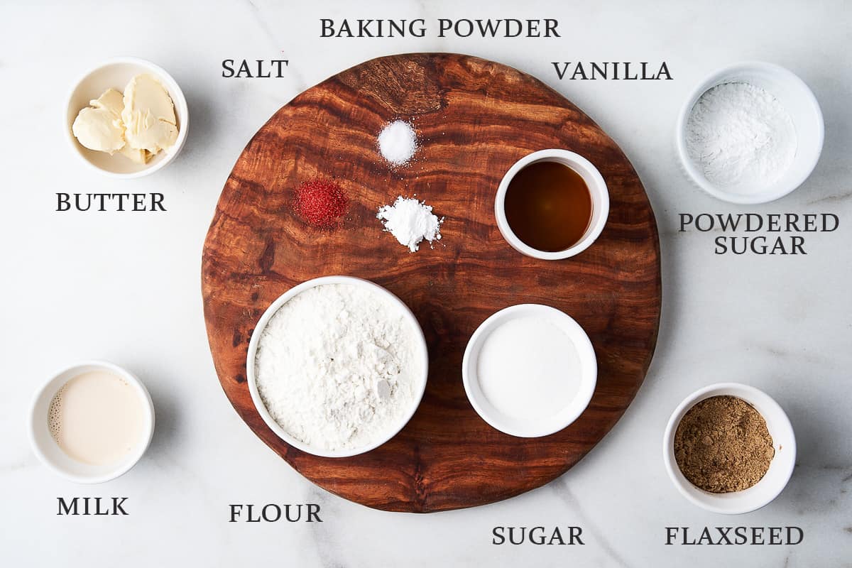 Ingredients to make gluten free sugar cookies with text overlay.