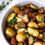 Greek Roasted Potatoes with text overlay.