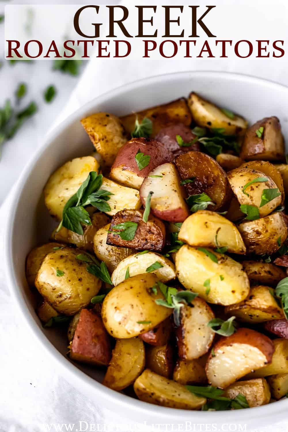 Roasted Greek Potatoes - Delicious Little Bites