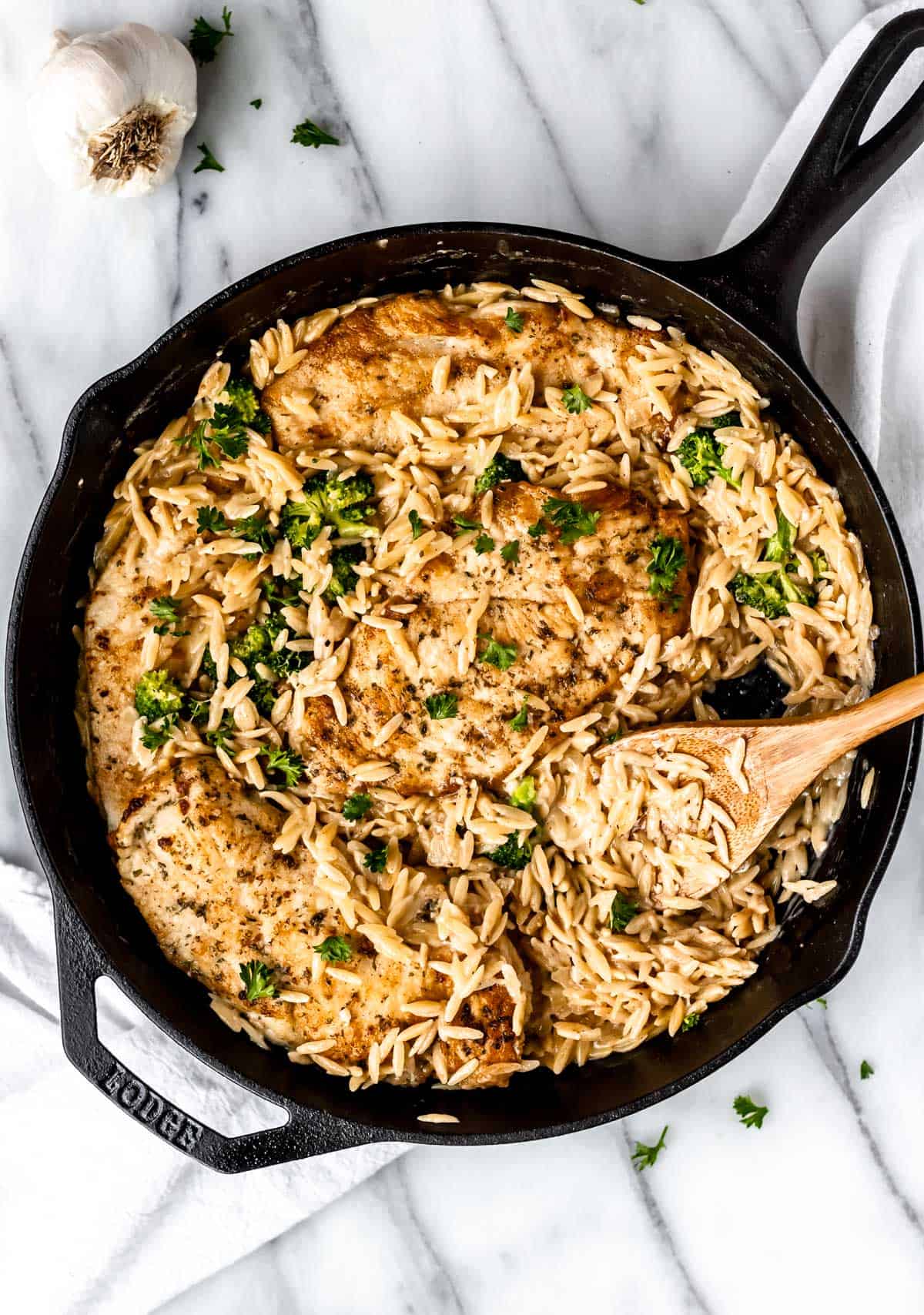 Creamy Parmesan Chicken Orzo Skillet