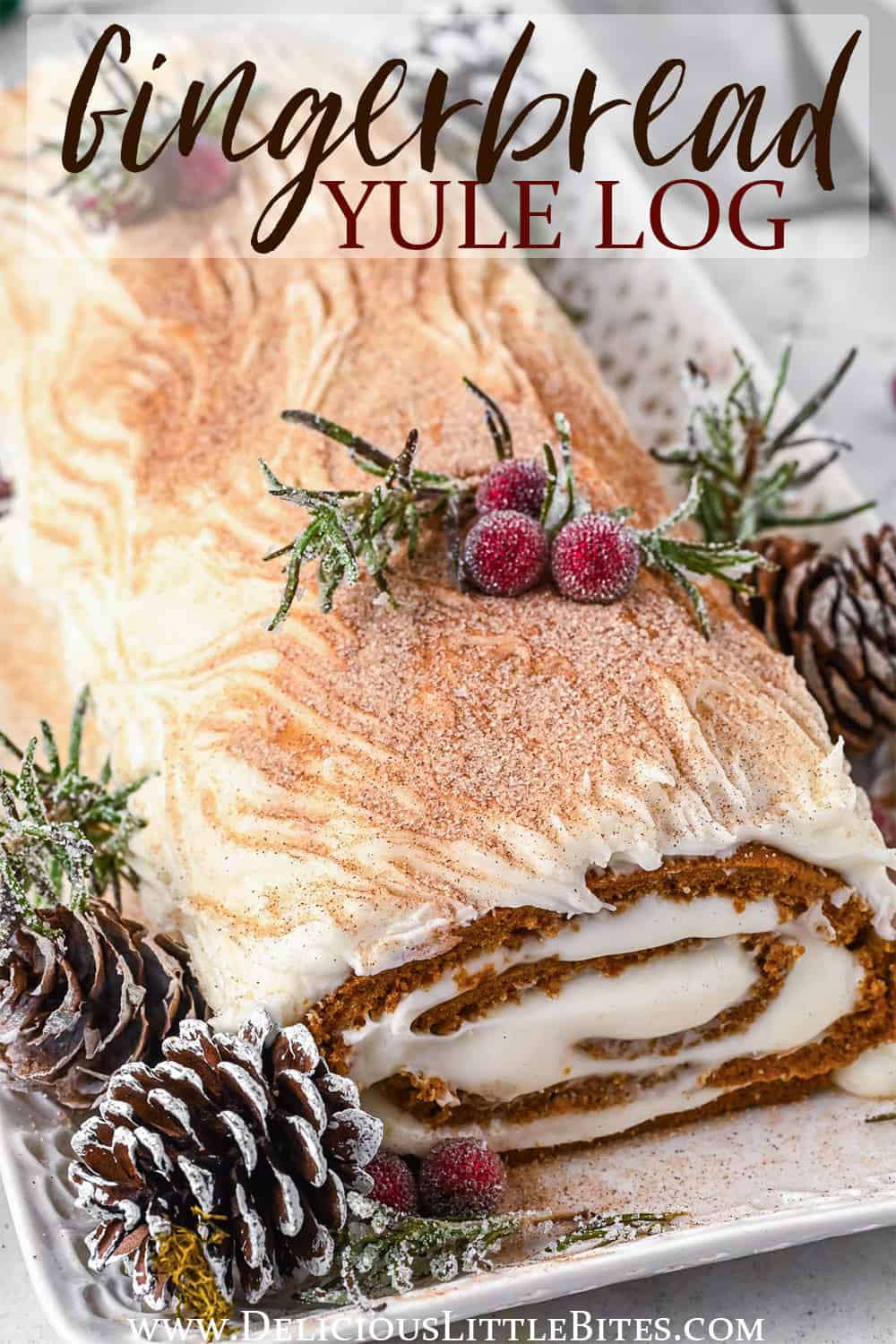 Gingerbread Yule Log - Delicious Little Bites