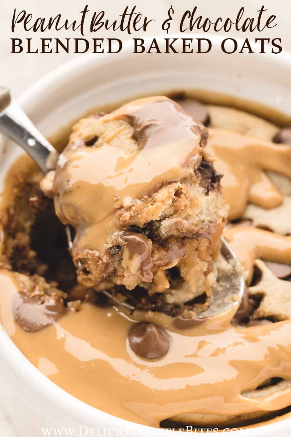 Blended Baked Oats with Peanut Butter and Chocolate Delicious Little