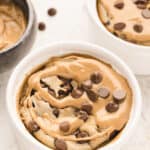Peanut Butter Chocolate Blended Baked Oats in a ramekin with text overlay.