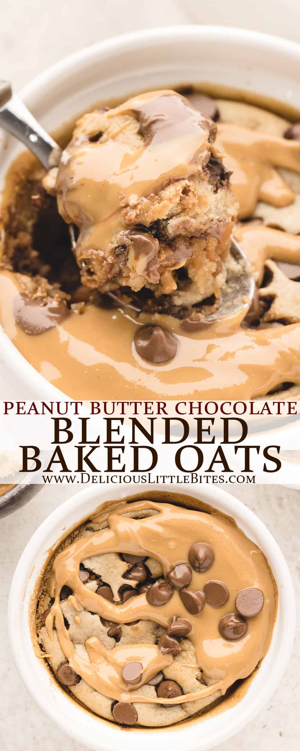 Blended Baked Oats with Peanut Butter and Chocolate - Delicious Little ...