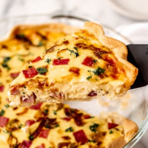 Ham and Cheese Quiche (with Caramelized Shallots) - Delicious Little Bites