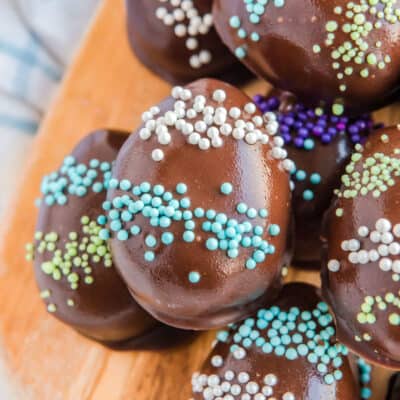 Close up of Easter Oreo Truffles decorated like Easter Eggs.