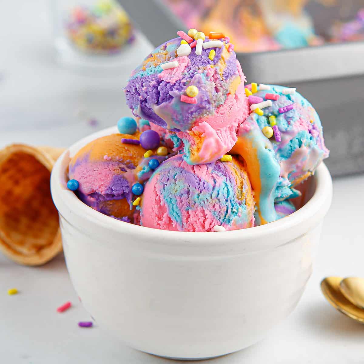 Unicorn Ice Cream (No-Churn) - Delicious Little Bites