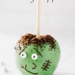 Frankenstein Candy Apples with text overlay.