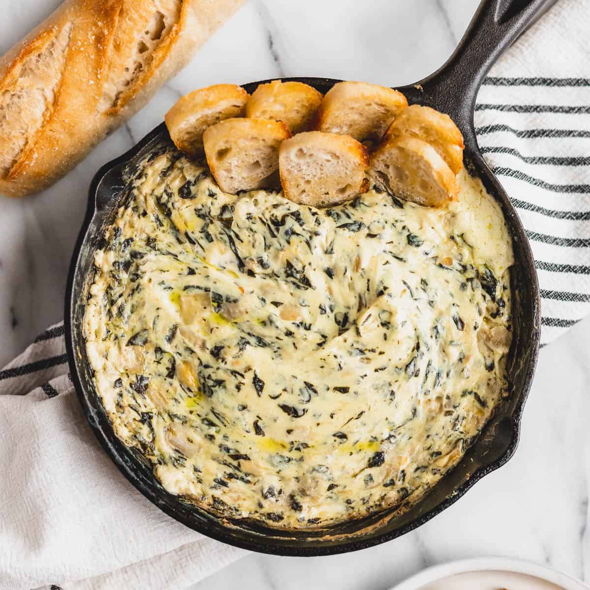 Baked Spinach Artichoke Dip (no mayo) - Delicious Little Bites