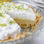 An Atlantic Beach Pie with a slice cut out showing the inside.