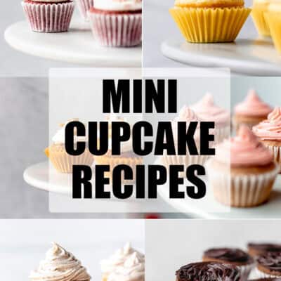 A collage of mini cupcakes with Mini Cupcakes Recipes written over it.